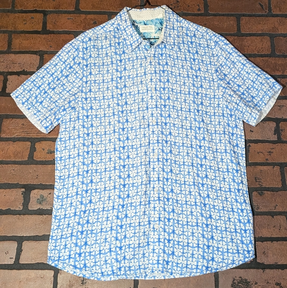 Projek Raw Men's M‎ Linen Blend Short Sleeve Button Up Shirt Lightweight - Picture 2 of 12